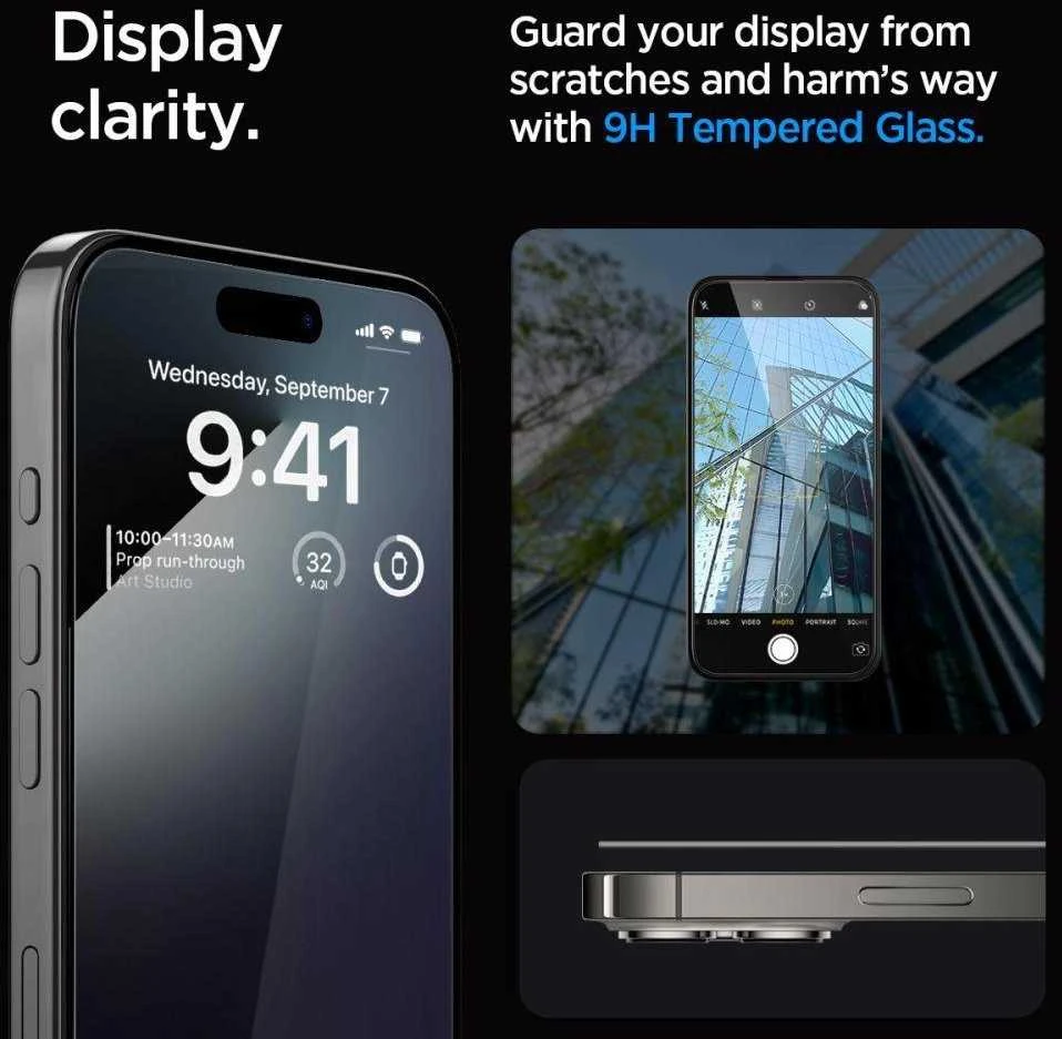 GRŪDINTAS STIKLAS SPIGEN GLAS.TR EZ FIT FC IPHONE 15 PRO MAX Juodas