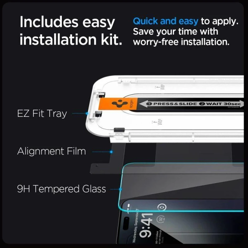 Spigen Glas.tR EZ Fit grūdintas stiklas skirtas iPhone 15 Pro Max - 2 vnt.
