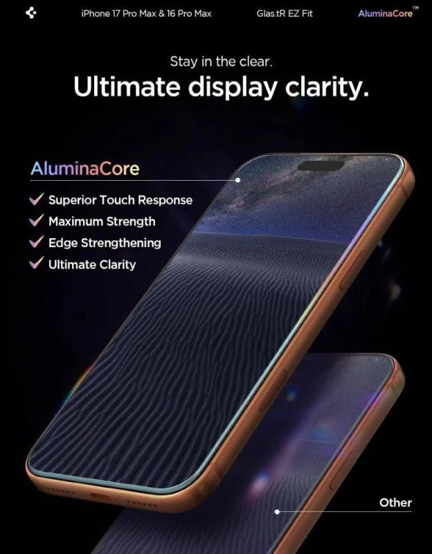 „Spigen Glas.tR EZ Fit“ dėklas, skirtas „Apple iPhone 16 Pro Max / 17 Pro Max“ – 2 vnt.