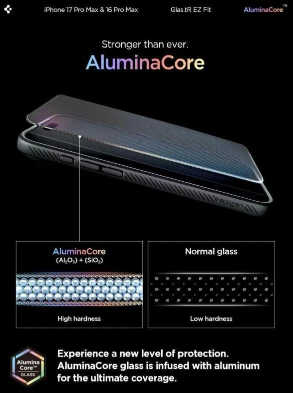 „Spigen Glas.tR EZ Fit“ dėklas, skirtas „Apple iPhone 16 Pro Max / 17 Pro Max“ – 2 vnt.