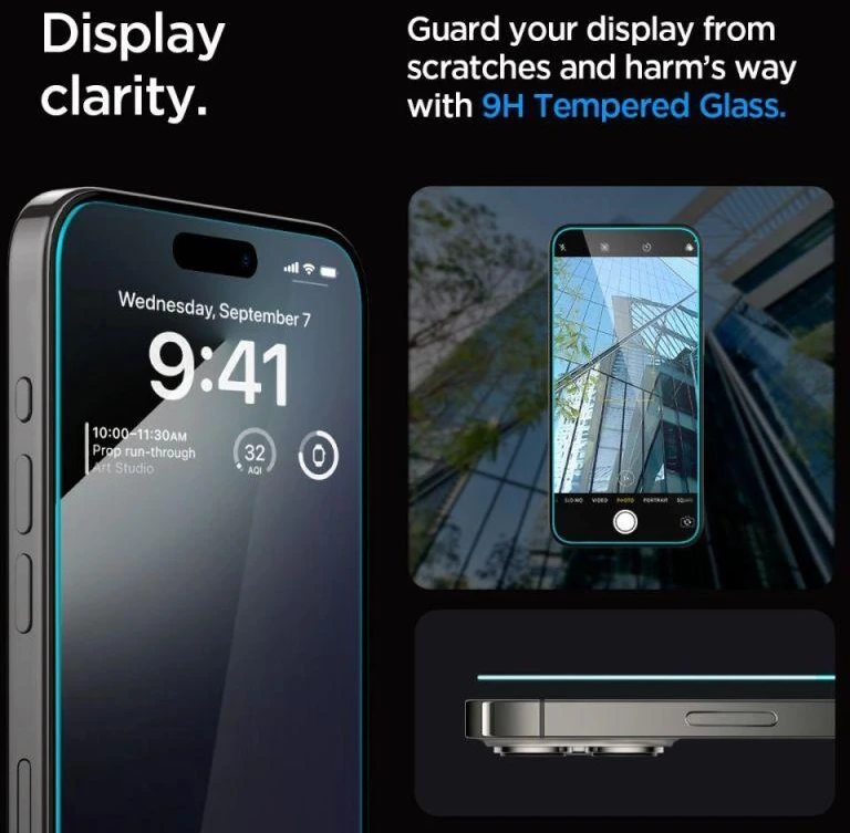 Spigen Glas.tR EZ Fit grūdintas stiklas skirtas iPhone 15 Pro Max - 2 vnt.