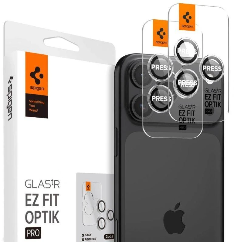 Spigen KAMEROS OPTIK.TR "EZ FIT" KAMEROS KAMEROS APSAUGOS 2 PAKUOTĖS IPHONE 14 PRO / PRO MAX / 15 PRO / PRO MAX CRYSTAL CLEAR