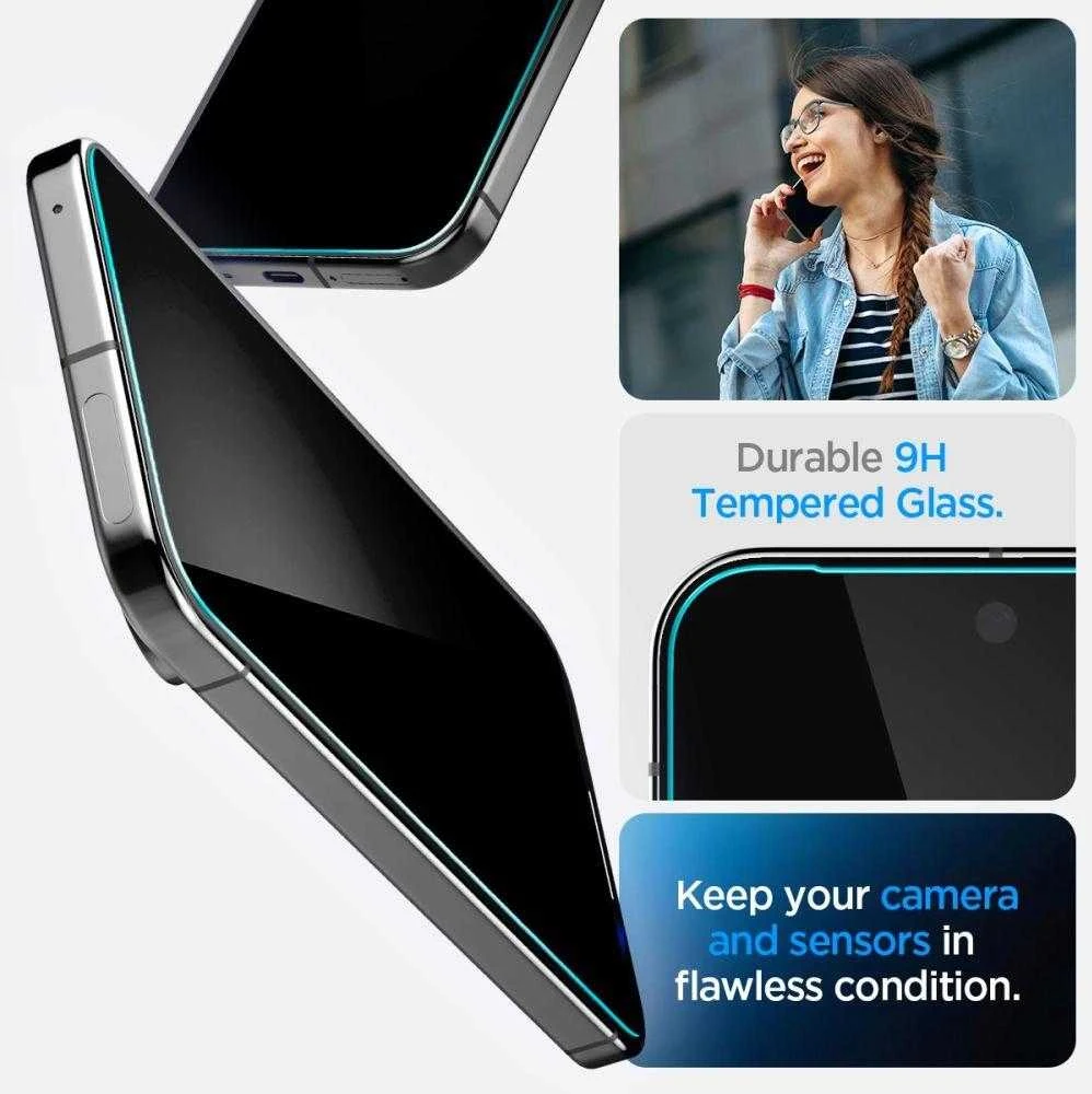 Dėklas Spigen Glas.TR "Ez Fit" Privacy HD 2 paketų privatumo stiklas, skirtas Google Pixel 9 / 9 Pro