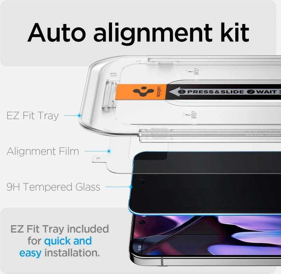 Dėklas Spigen Glas.TR "Ez Fit" Privacy HD 2 paketų privatumo stiklas, skirtas Google Pixel 9 / 9 Pro
