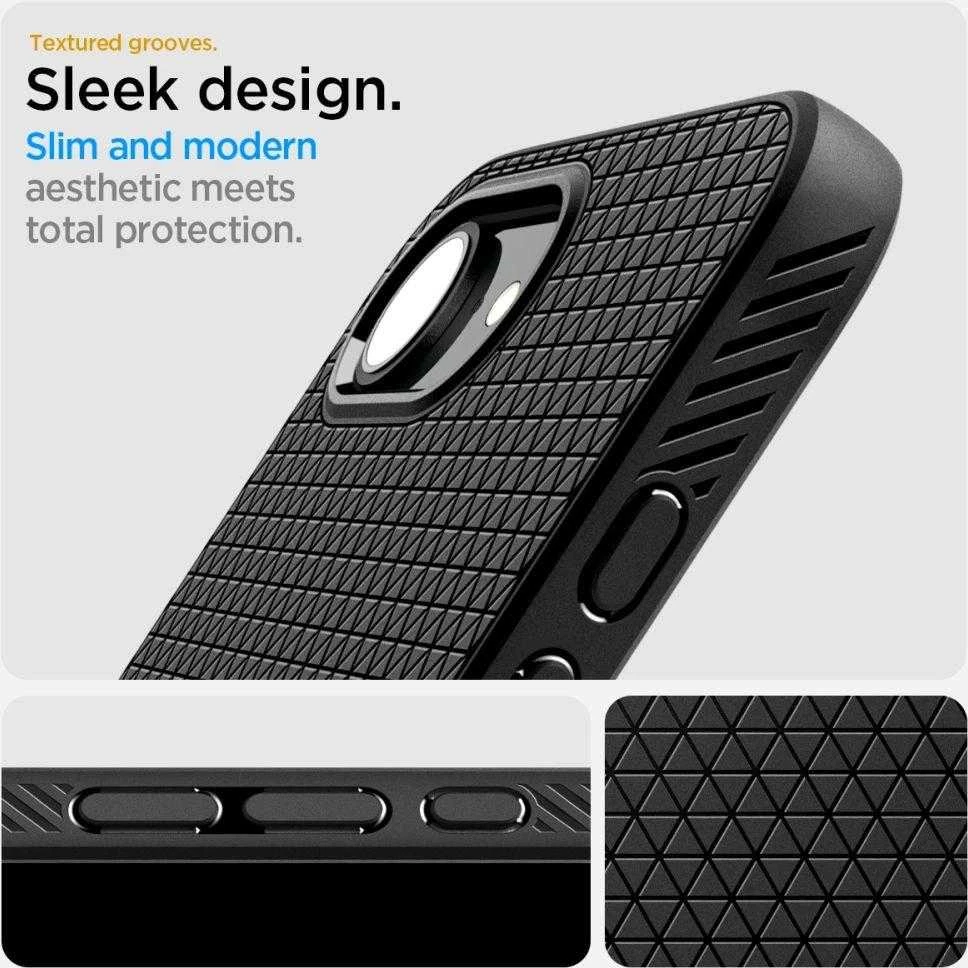 „Spigen Liquid Air“ dėklas, skirtas iPhone 16e / 17e – matinis juodas