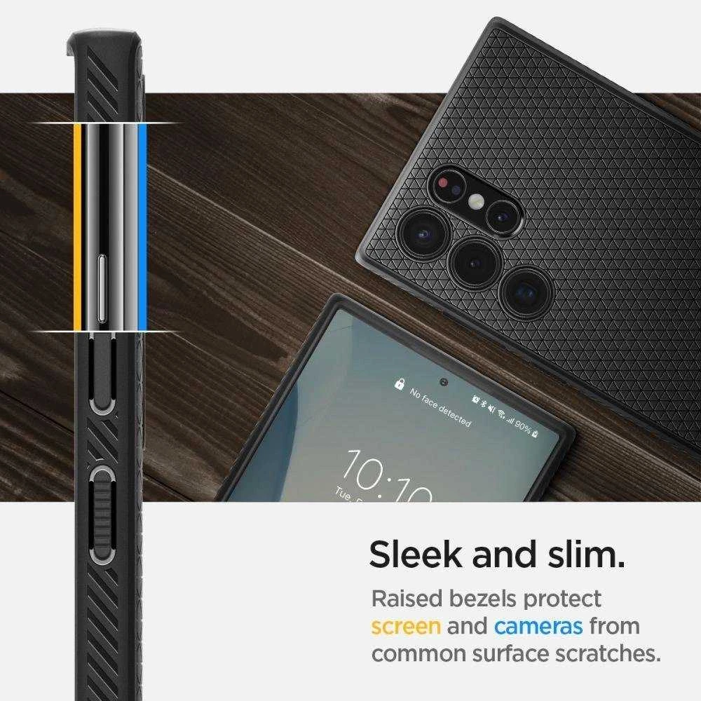 Spigen Liquid Air dėklas skirtas Samsung Galaxy S22 Ultra, spalva - Matte Black