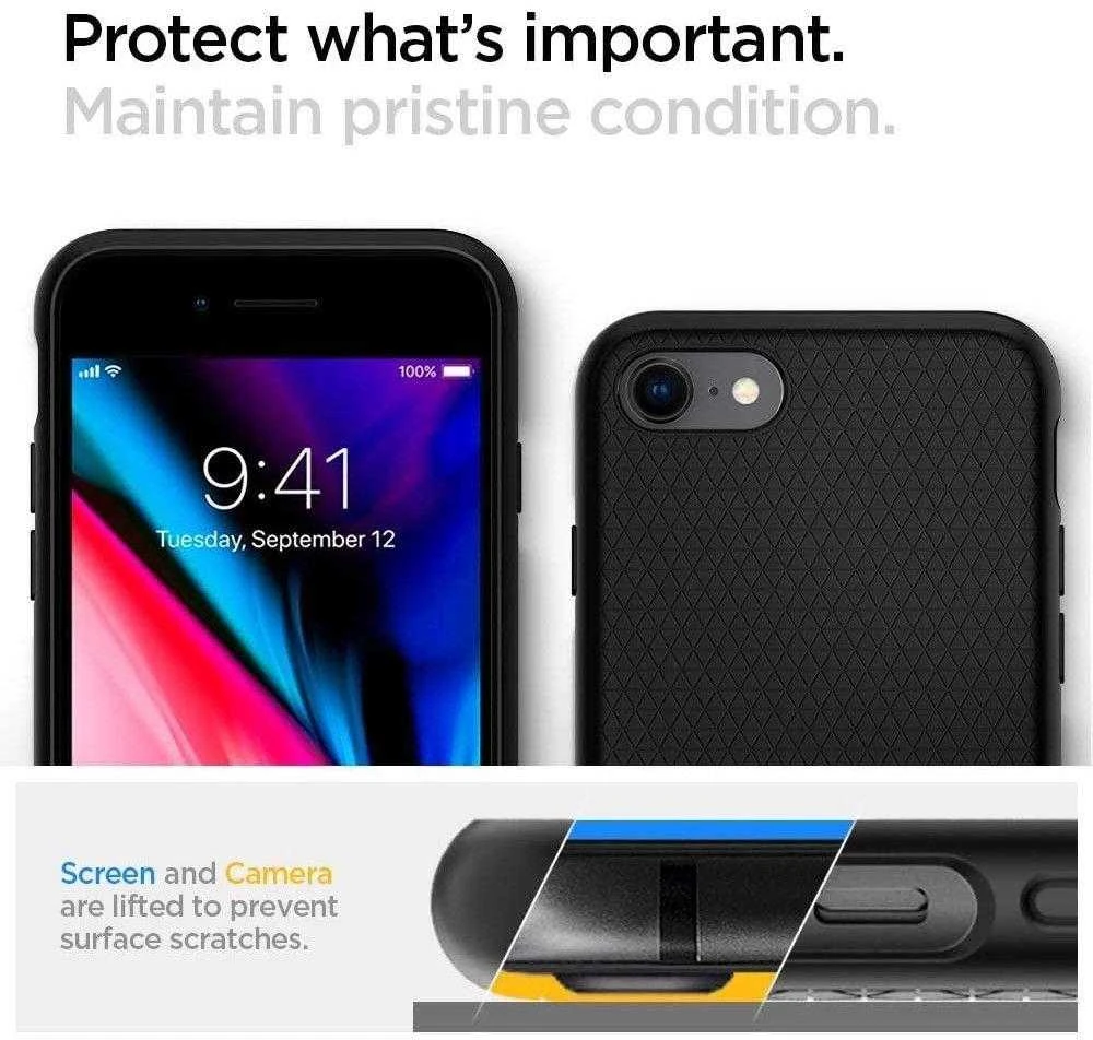 Dėklas Spigen LIQUID AIR Apple iPhone 7 / 8 / SE 2020 / 2022 Juodas