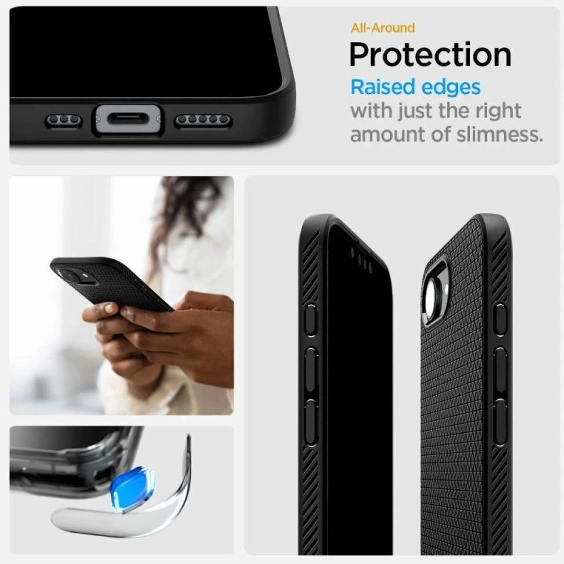 Spigen Liquid Air Mag MagSafe dėklas, skirtas iPhone 16e / 17e – matinė juoda