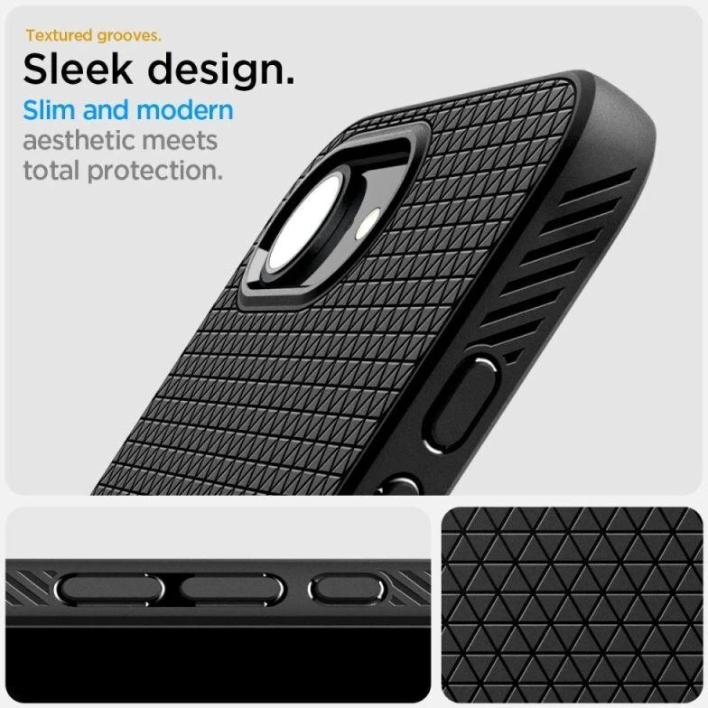 Spigen Liquid Air Mag MagSafe dėklas, skirtas iPhone 16e / 17e – matinė juoda