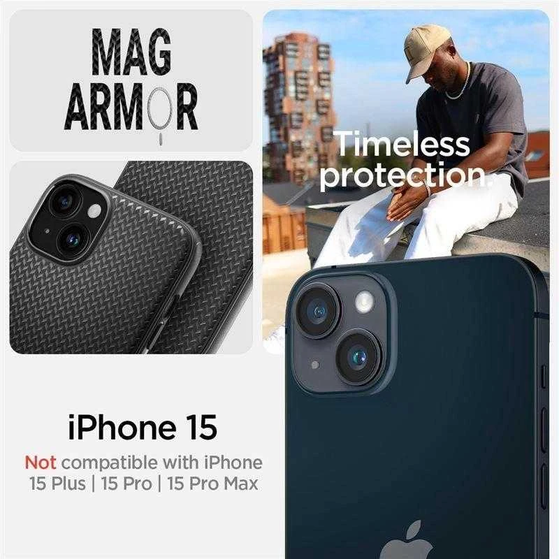 Spigen Mag Armor (MagFit) dėklas skirtas Apple iPhone 15 , spalva - Matte Black
