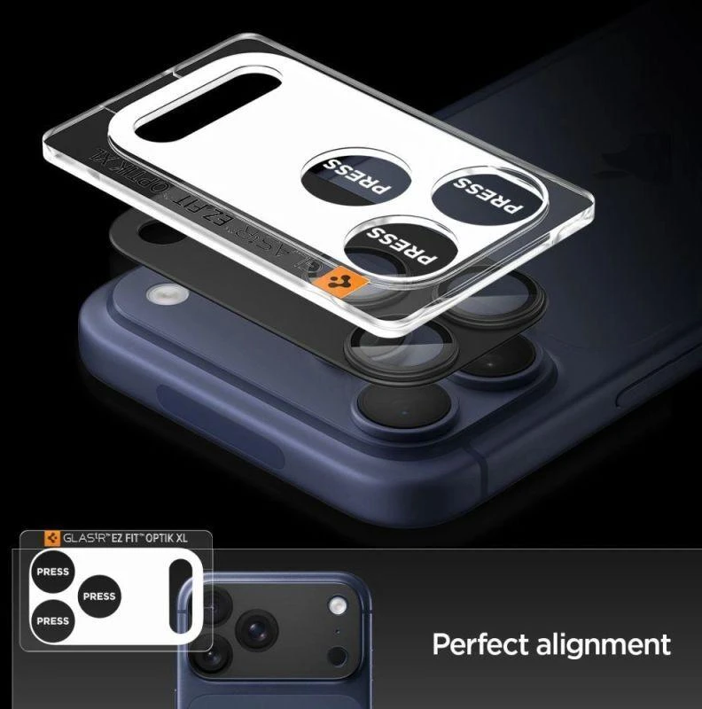 Spigen Glass tR EZ Fit Optik Pro XL 1 Pack, juodas - iPhone 17 Pro Max