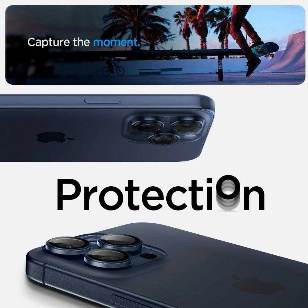 Spigen Optik.tR EZ Fit kameros apsauga skirta Apple iPhone 14 Pro / Pro Max / 15 Pro / Pro Max – Titanium Mėlyna 2 pcs.