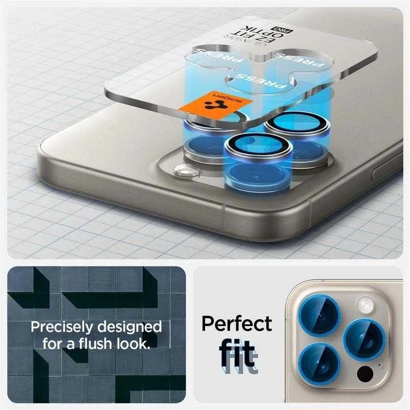 Kameros apsauga Apple iPhone 14 Pro / 14 Pro Max / 15 Pro / 15 Pro Max / 16 Pro / 16 Pro Max / 17 Pro / 17 Pro Max Spigen Optik.TR Camera Protector 2 vnt. Natural Titanium beige