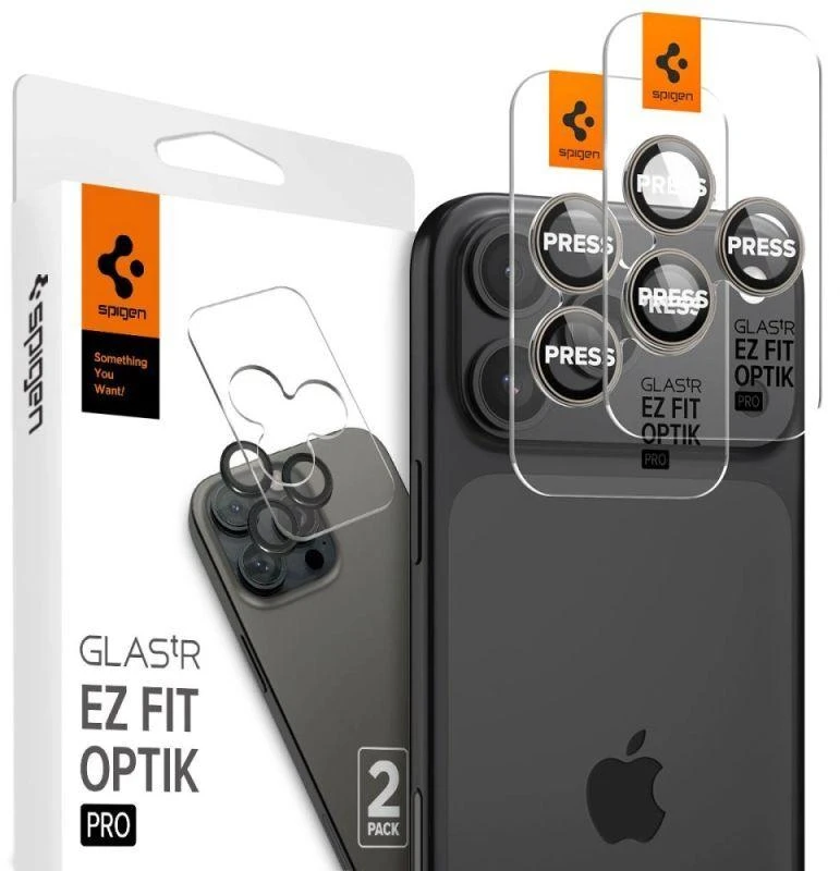 Kameros apsauga Apple iPhone 14 Pro / 14 Pro Max / 15 Pro / 15 Pro Max / 16 Pro / 16 Pro Max / 17 Pro / 17 Pro Max Spigen Optik.TR Camera Protector 2 vnt. Natural Titanium beige