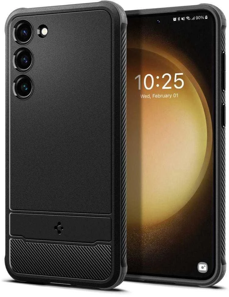 Spigen Rugged Armor Samsung Galaxy S23 dėklas telefonui matinės juodos spalvos