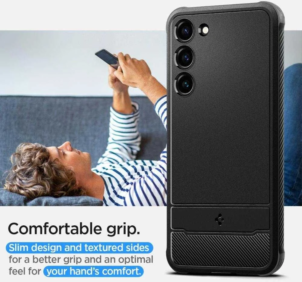 Spigen Rugged Armor Samsung Galaxy S23 dėklas telefonui matinės juodos spalvos