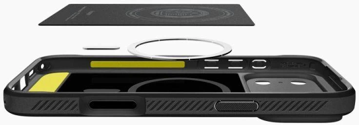 „Spigen Rugged Armor Mag MagSafe“ dėklas, skirtas iPhone 17 Pro Max – matinis juodas