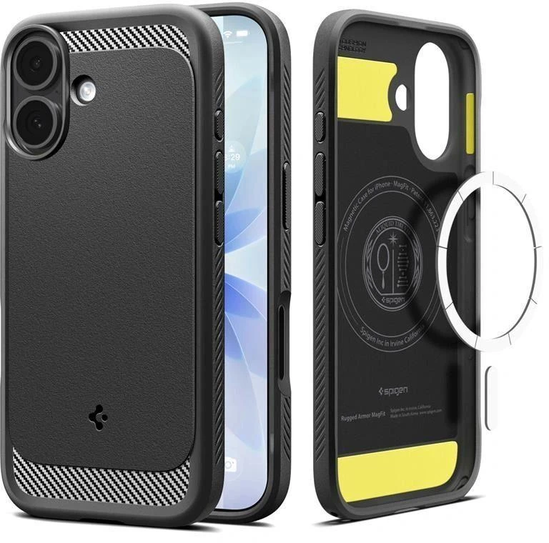 „Spigen Rugged Armor Mag MagSafe“ dėklas, skirtas iPhone 17 – matinis juodas