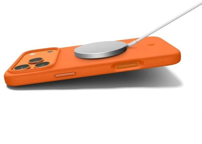Dėklas Spigen SILICONE FIT MAG MagSafe iPhone 17 PRO COSMIC Oranžinis