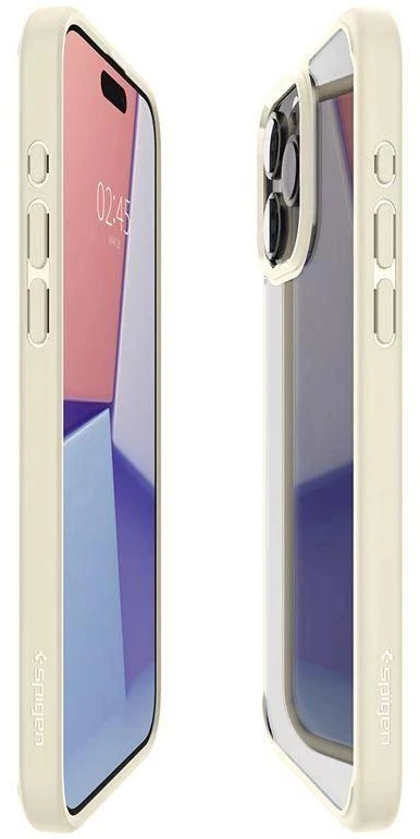 Dėklas „Spigen Crystal Hybrid“, smėlio spalvos – „iPhone 15 Pro Max“
