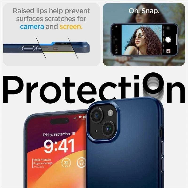 Spigen Thin Fit dėklas skirtas Apple iPhone 15 Plus,  spalva - Navy Blue