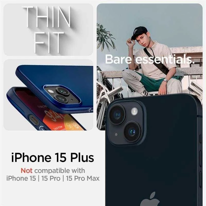 Spigen Thin Fit dėklas skirtas Apple iPhone 15 Plus,  spalva - Navy Blue