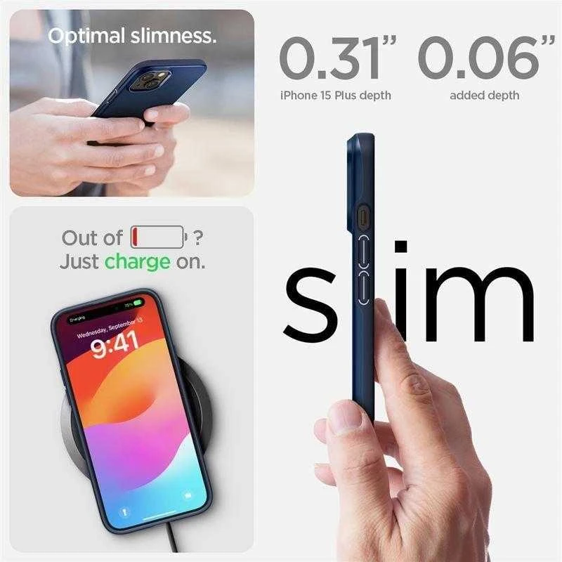 Spigen Thin Fit dėklas skirtas Apple iPhone 15 Plus,  spalva - Navy Blue