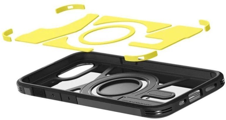 Spigen Tough Armor dėklas su MagSafe, stoveliu iPhone 16e / 17e - Juodas