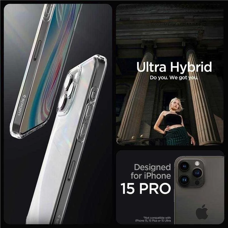 Spigen Ultra Hybrid Matte dėklas skirtas Apple iPhone 15 Pro, spalva - Frost Clear