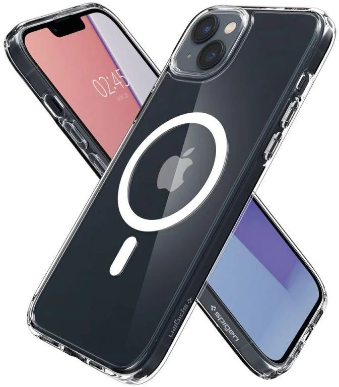 Spigen Ultra Hybrid Mag dėklas su MagSafe technologiją, skirtas iPhone 14 - skaidrus/baltas
