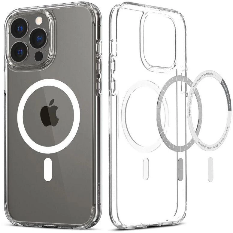 Spigen Ultra Hybrid Mag dėklas su MagSafe technologija, skirtas iPhone 13 Pro - baltas