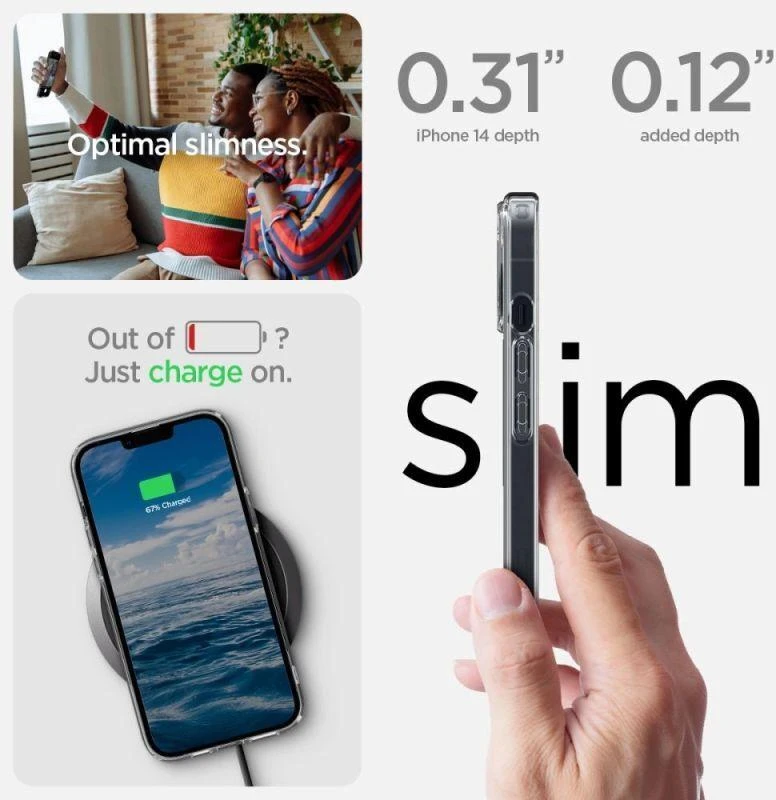 Spigen Ultra Hybrid Mag dėklas su MagSafe technologiją, skirtas iPhone 14 - skaidrus/baltas