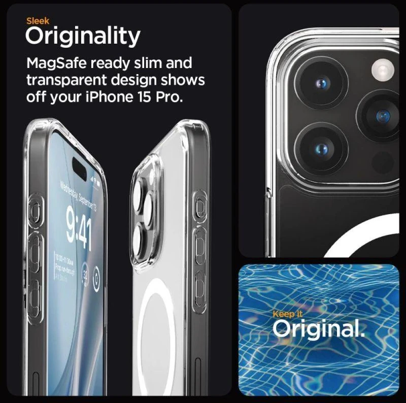 Ausinės Spigen Ultra Hybrid Mag dėklas su MagSafe, skirtas iPhone 15 Pro - Baltas