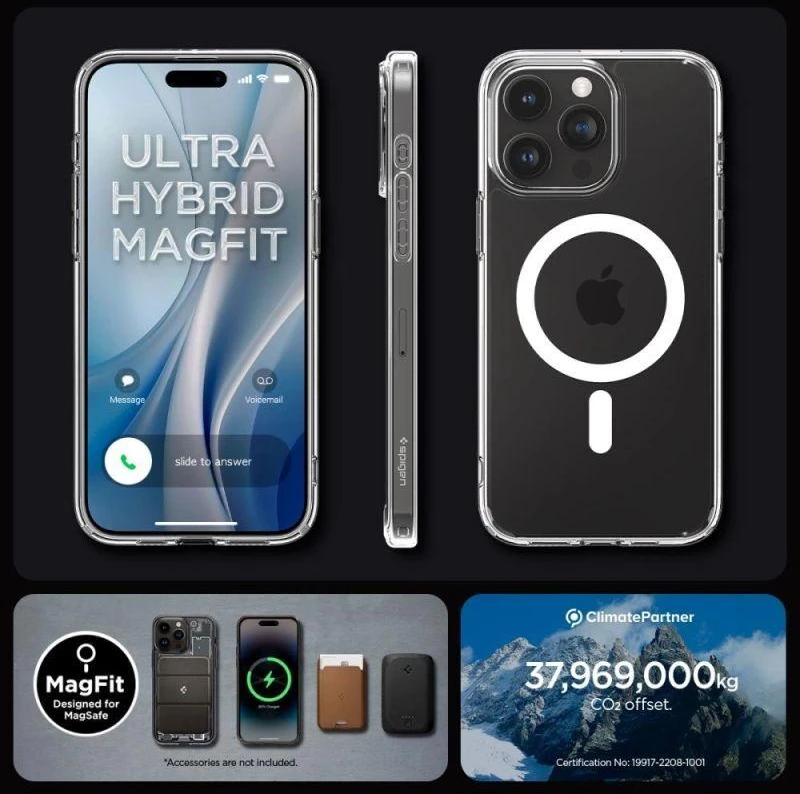 Ausinės Spigen Ultra Hybrid Mag dėklas su MagSafe, skirtas iPhone 15 Pro - Baltas