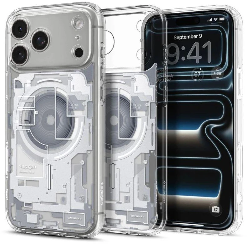 Spigen Ultra Hybrid MagSafe dėklas skirtas Apple iPhone 17 Pro Zero One – baltos spalvos