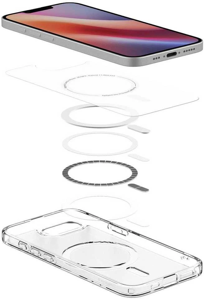 Spigen itin hibridinis „MagSafe“ dėklas, skirtas „iPhone 16e“ / „17e“ – baltas, permatomas