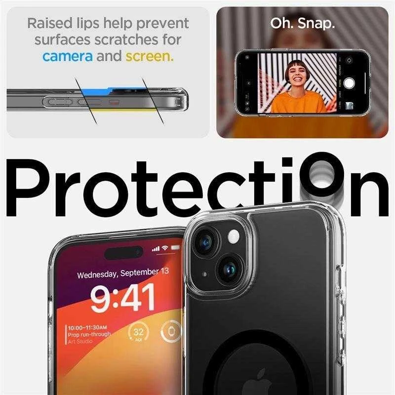 Spigen Ultra Hybrid S (MagFit) dėklas skirtas Apple iPhone 15 Plus, spalva - Juoda