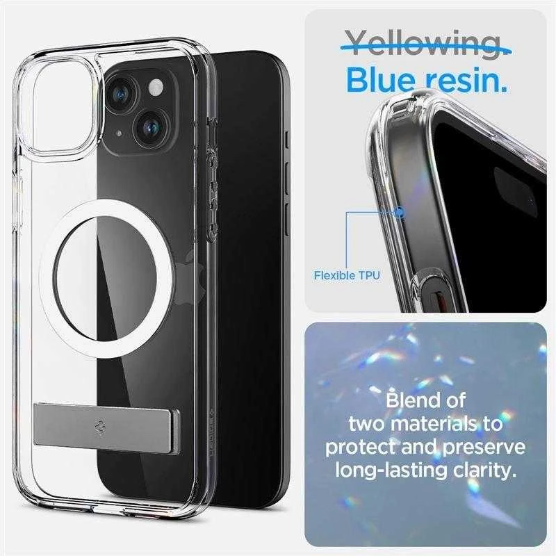 Spigen Ultra Hybrid S (MagFit) dėklas skirtas Apple iPhone 15 Plus, spalva - Crystal Clear