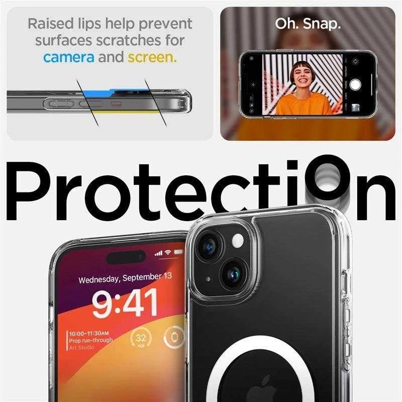 Spigen Ultra Hybrid S (MagFit) dėklas skirtas Apple iPhone 15 Plus, spalva - Crystal Clear