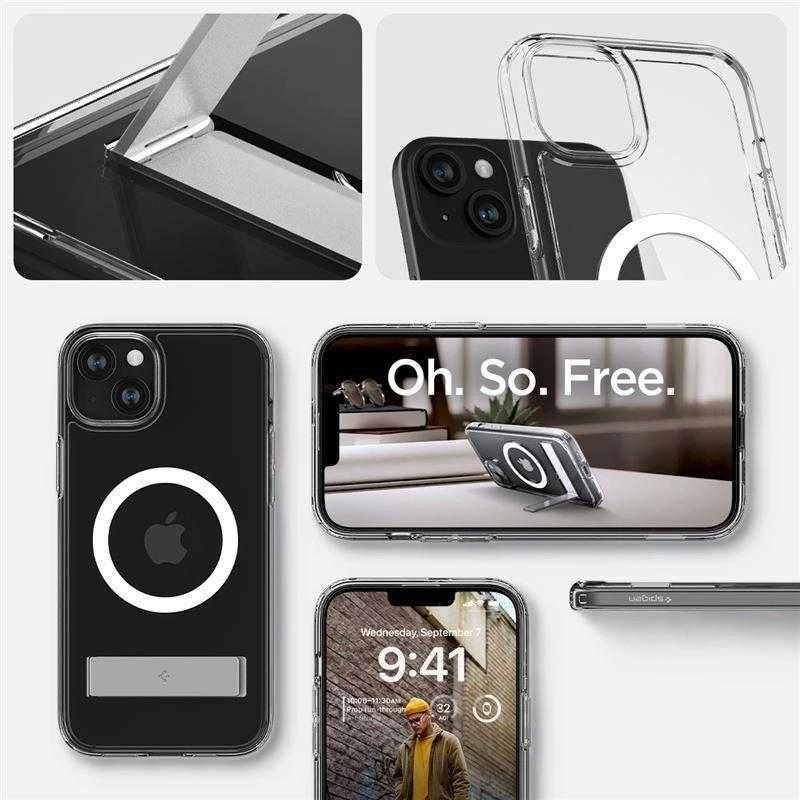 Spigen Ultra Hybrid S (MagFit) dėklas skirtas Apple iPhone 15 Plus, spalva - Crystal Clear