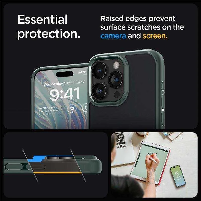 Spigen Ultra Hybrid Matte dėklas skirtas Apple iPhone 15 Pro Max, spalva - Frost Green