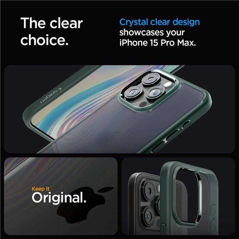 Spigen Ultra Hybrid Matte dėklas skirtas Apple iPhone 15 Pro Max, spalva - Frost Green