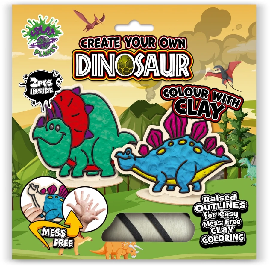 Splat Planet kūrybinis modelino rinkinys su mediniais Dinozaurais