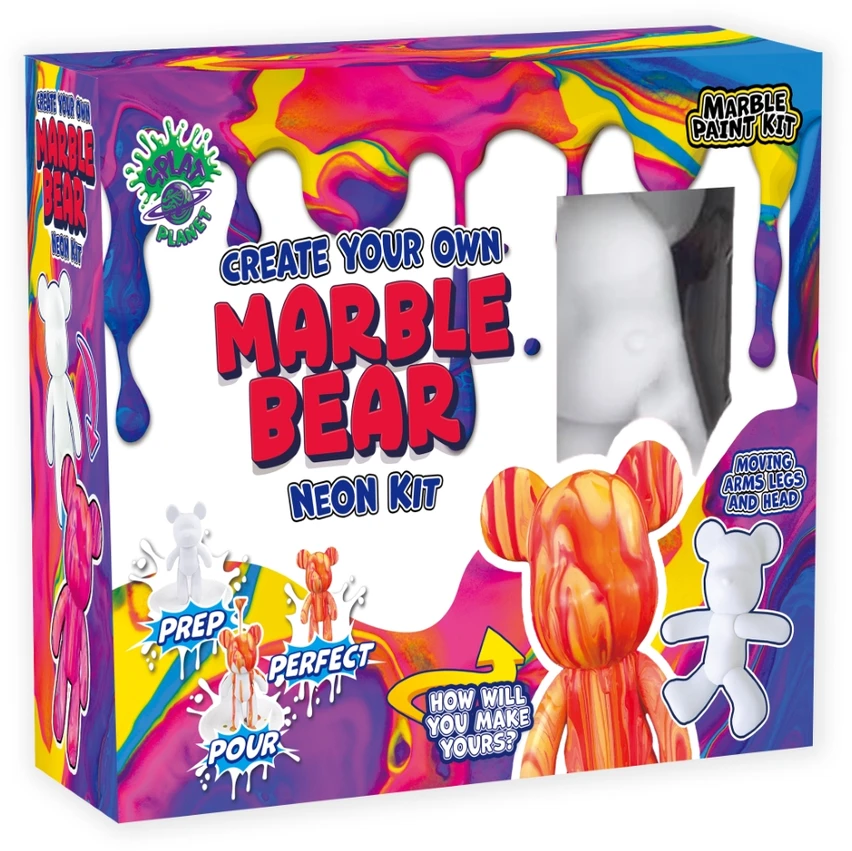 Splat Planet kūrybinis rinkinys Marble Bear, neonas