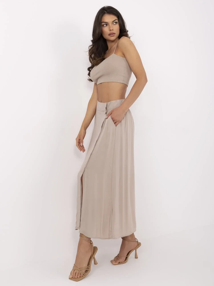 Spódnica-D73761M50222A-ciemny bezowy