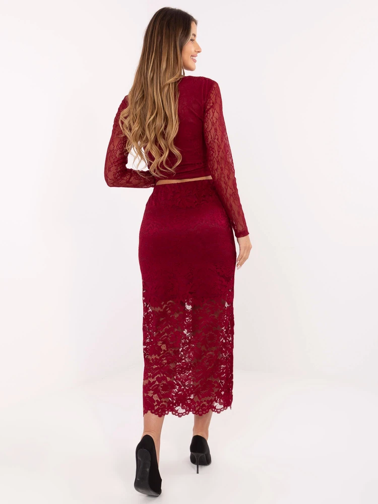 bordo spalvos sijonas