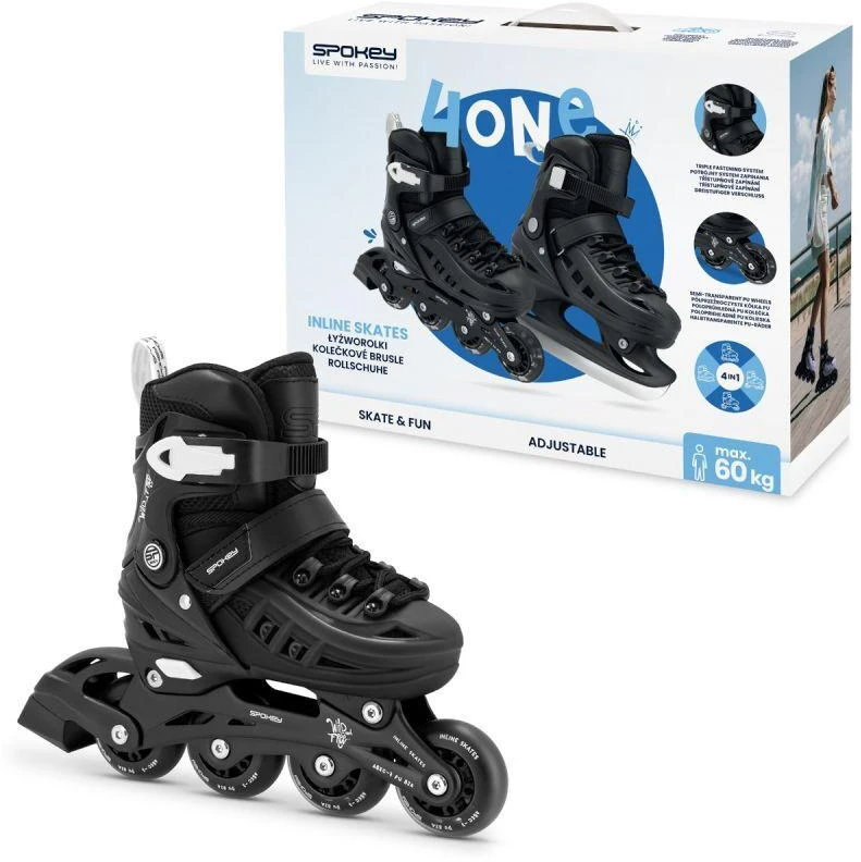 Pačiūžos - riedučiai Spokey 4ONE 944646, juodi, 34-38
