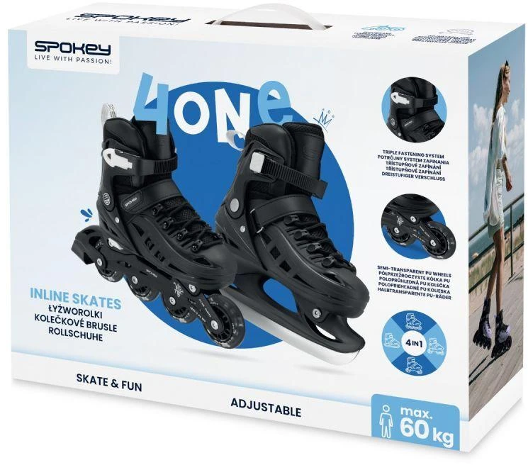Pačiūžos - riedučiai Spokey 4ONE 944646, juodi, 34-38