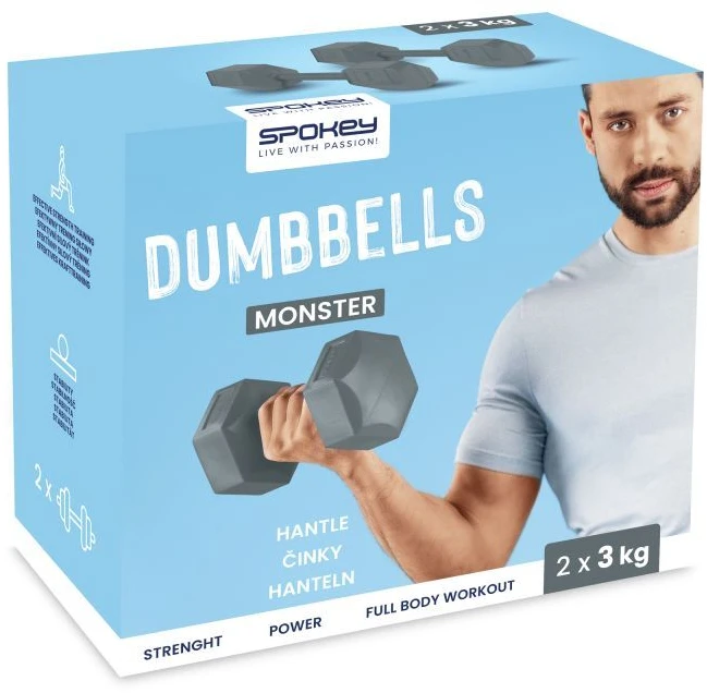 Šešiakampių hantelių rinkinys 2x3 kg Spokey MONSTER