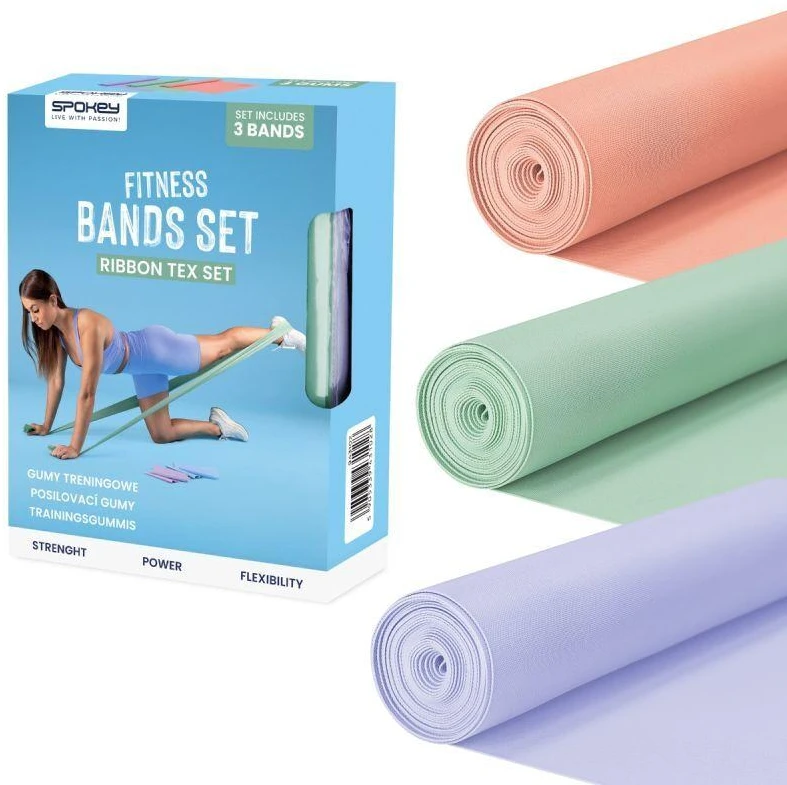 Treniruočių gumų rinkinys Spokey RIBBON TEX SET, 3 vnt.
